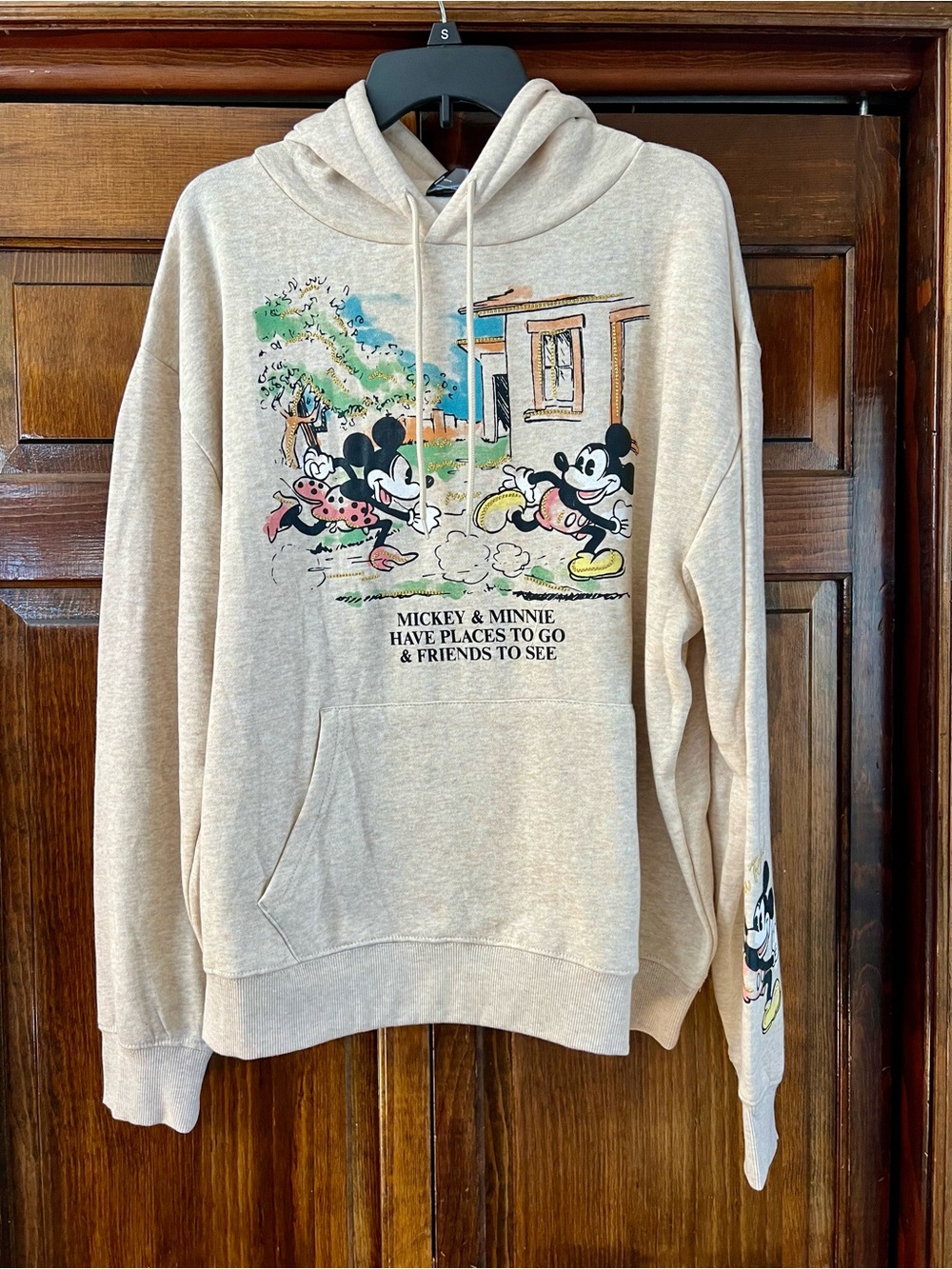 Disney Beige Mickey & Minnie Graphic Hoodie